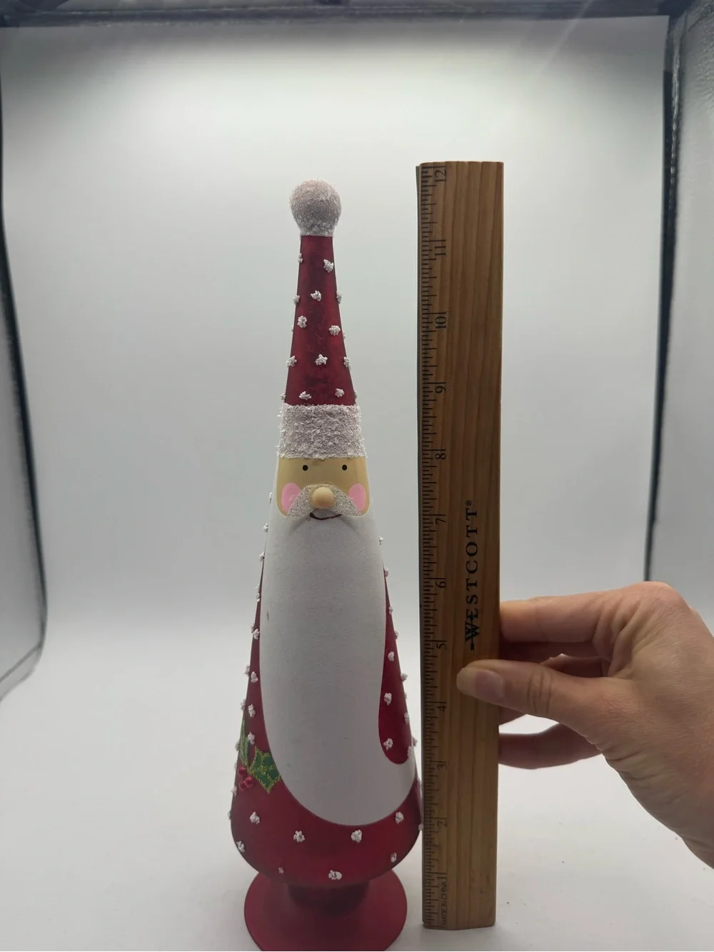 Pier 1 Glass Santa Light-Up LED with Timer 12